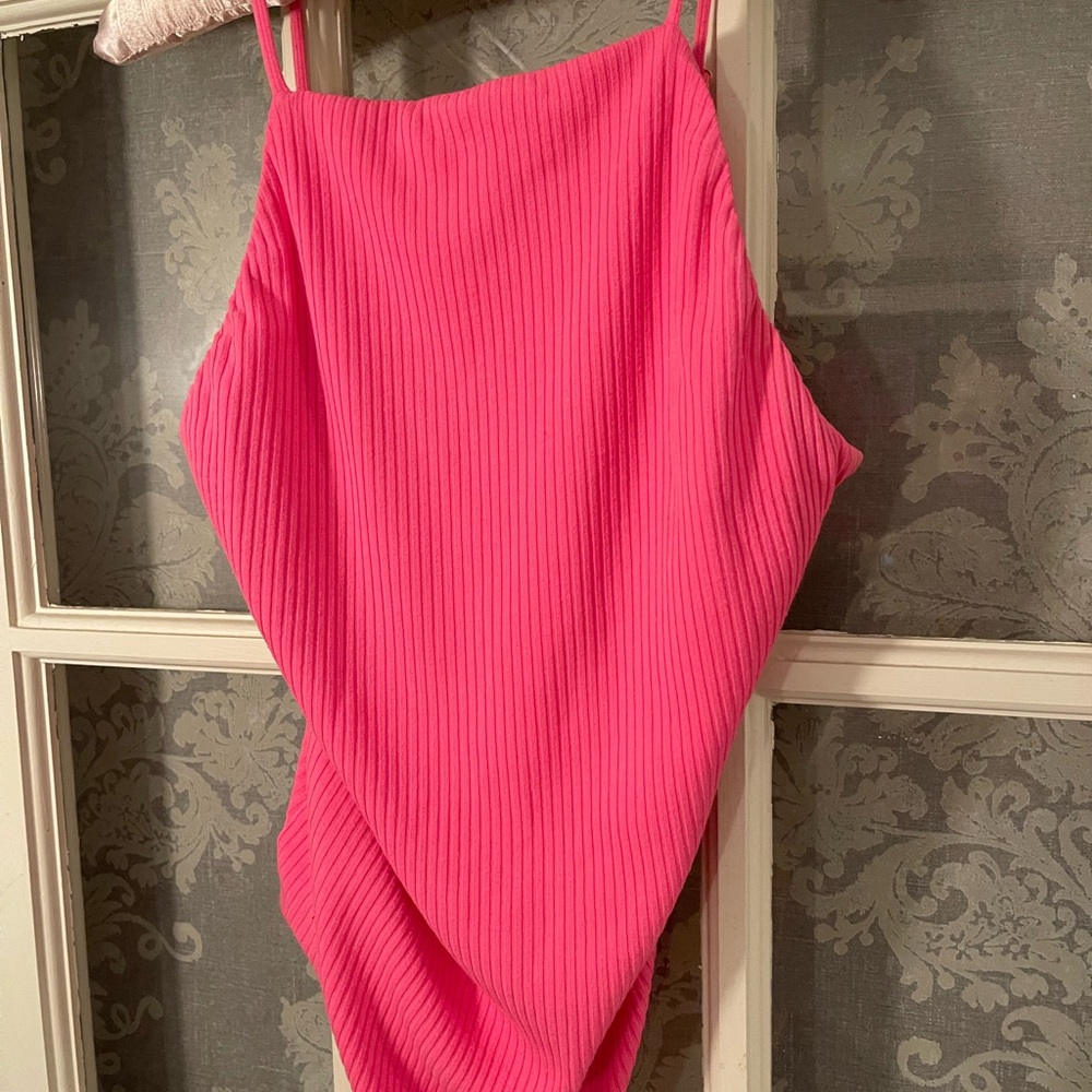 Show me your MUMU hot pink low back bodysuit